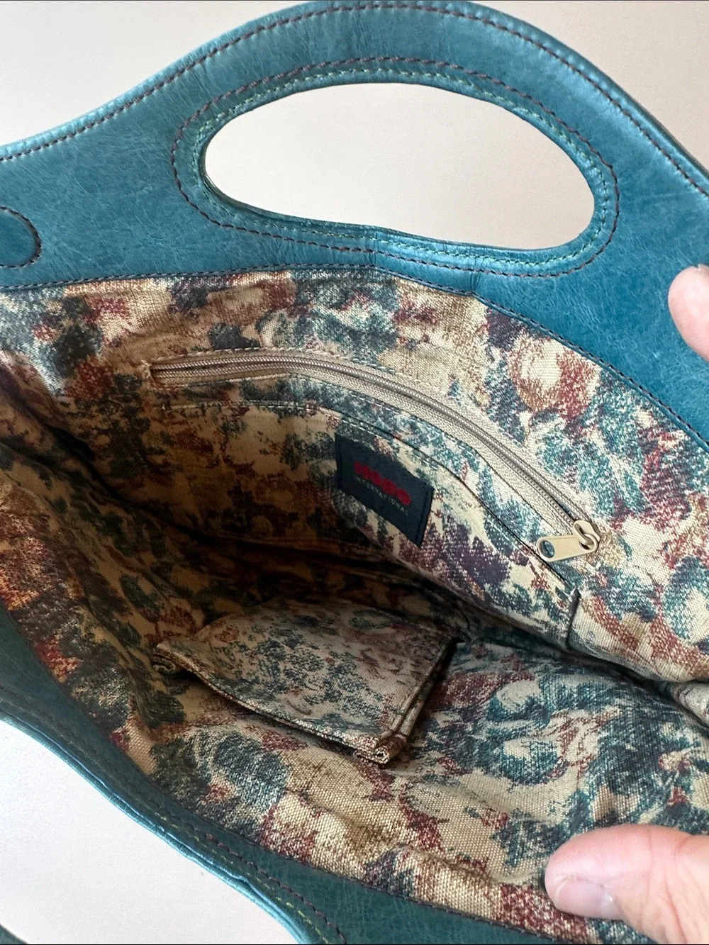 HOBO Teal Studded Leather Wristlet Clutch